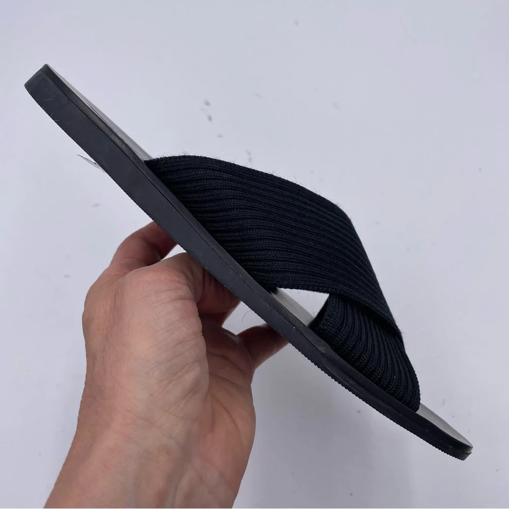 Everlane Black Ribbed Crisscross Slide Sandals - Picture 4 of 11